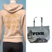 Victoria's Secret Hoodie Supermodel Logo Hoodie Bling Beige Tan L M S FREE TOTE