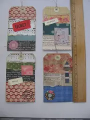 4 Handmade Tags Scrapbook Junk Journal Ephemera u