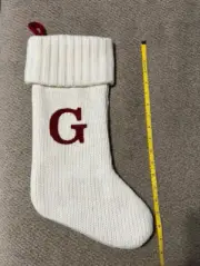 Target Wondershop White w/ Red G Monogram Knit Christmas Stocking