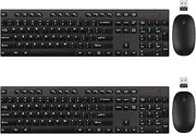 Wireless Keyboard and Mouse Combo, EDJO Silent Full Size Cordless USB Keyboard Mouse, 2.4GHz Lag-Free, Long Battery Life, for Computer, Laptop, PC, Chromebook, Windows (Black, 2 Pack)