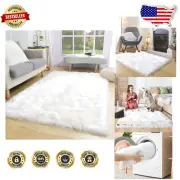 Fluffy 3'x5' White Faux Fur Rug - Elegant Touch for Kids & Pet-Friendly Homes