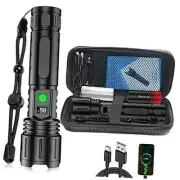 LED Flashlights High Lumens Rechargeable, Super Bright Powerful 1P Black