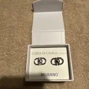 NEW- Mens Murano Corsa Di Cavalli Collection Cufflinks Stirrup Silver MSRP: $50
