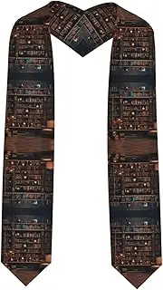 [SKKNT] Library Bookshelf Print Graduation Shawl Stole For Academic Commencements Honor Sash Congratulations Gift