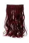 Hair Piece Wide Hair Extension 5 Clips Wavy Bi-Coloured Black-Fire
