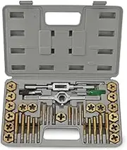 NEIKO 00911A SAE Tap and Die Set, Titanium-Coated Alloy Steel Taps and Dies, Large Threading-Tool Kit with Storage Case, 40-Piece Set