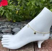 Initial Anklet With Swarovski Aurora Borellis Crystal All Made In USA
