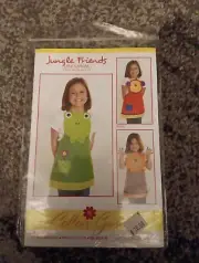 Cotton Ginnys JUNGLE FRIEND'S Child's Aprons, Frog, Monkey & Lion Sizes 3-8 NEW