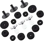 WESIEVYA Essential 21pcs Black Drum Felt Pads Non-slip Drum Washers Drum Protective Washers for Cymbal Stands Anti-Friction Kit