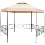 NNEVL Garden Marquee Gazebo Pavilion Tent Hexagonal Beige 323x265 cm
