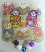 Fabric Handcrafted Brooch Purplls Doll Buttons Beads One Of A Kind From Artist