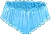 [LittleForBig] Unisex Hipster Briefs Sissy Lacy Frill Satin Panties Briefs for Crossdressers Transgender