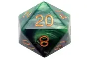 MDG 35mm Mega Acrylic d20 Dice w/ Gold Numbers - Green/Light