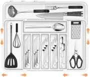 Xkimos Larger Cutlery Drawer Organiser with 9 Compartments, 3-Sided Expandable K