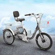 Three Wheel Bike, Adult Folding Trike 7 Speed Folding Adult Tricycle 3 Wheel Bikes with Low Step-Through Foldable Tricycle with Basket for Adults Women Men Seniors Cycling Pedalling
