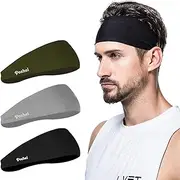 [poshei] Mens Headband, Mens Sweatband & Sports Headbands for Running, Crossfit, Cycling, Yoga, Basketball - Stretchy Moisture Wicking Unisex Hairband