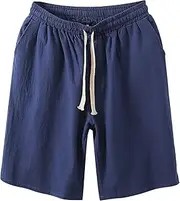 [Generic] Coral Shorts Men Men's Cotton Linen Five Part Pants Casual Solid Color Loose Youth Japanese Retro Breathable Shorts Men Basketball Shorts Pack