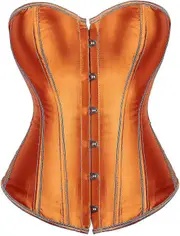 Women's Bustier Corset Top Sexy Lingerie Sets Black Satin Waist Cincher Large Orange