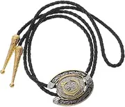 [Ipetboom] Unique Tie Leather Cowboy Rope Necktie Horseshoe Pattern Stylish Fashion Accessory