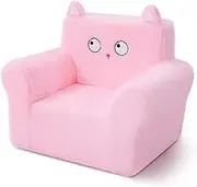 YLHO Square Toddller Chair, Comfy Foam Kids Armchair with Reading and Relaxation, Cartoon Cat Design for Girls and Boys, 18 Month up to 3 Years