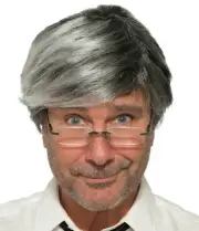 Gray Silver Old Man Dad Costume Wig
