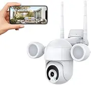 Floodlight Camera, 5MP Outdoor Security Camera, Motion- Activated Lights and Camera, Auto Night Vision, Outdoor Floodlight Lighting, Motion- Activated Lights and Camera, IP66 Waterproof, Compatible w