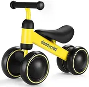 DADDYCHILD Baby Balance Bike for 12-24 Month Toddler, Toys for 1 Year Old Kids, No Pedal Infant 4 Wheels Baby Walker, Ride On Toys for Boys & Girls, Best First Birthday Gifts Children (Yellow)