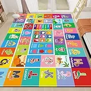 Kids Rug for Playroom, ABC Alphabet, Month, Weather, Week and Shapes Educational Learning Rug, Kids Play Rug Carpet for Bedroom Classroom, Toddler Baby Mat, Playtime (110.2X78.7 INCH)