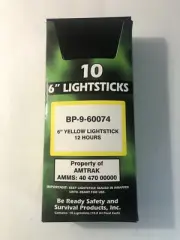 6" Yellow Lightsticks (Pack of 10), BP-9-60074, 12 hours, Be Ready!