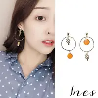 在飛比找ETMall東森購物網優惠-【INES】韓國設計手作不對稱幾何圓木片小樹圓環造型耳環