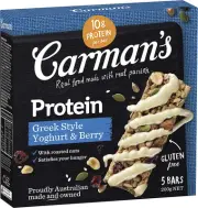 Carman'S Gourmet Protein Bar Greek Style Yoghurt & Berry, 5-Pack (200 G)