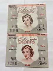 2 Dupont Nylon Invisible Elinet Fine Mesh Net Hairnet Old Envelope Ephemera