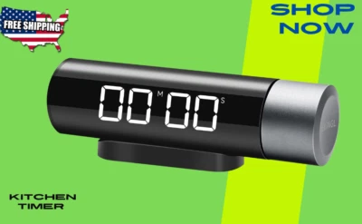 Rotating Pomodoro Timer, Magnetic ABS Kitchen Timer with LED Display