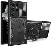 Compatible with Samsung Galaxy S20 Ultra 5G Cover,Compatible with Samsung Galaxy S20 Ultra 4G Car Mount Magnetic Stand Slide Lens 2 in 1 Case Black