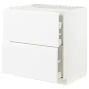 METOD / MAXIMERA base cab f hob/2 fronts/3 drawers, white/Voxtorp matt white, 80x60x80 cm