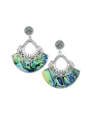 Samuel B. Silver Abalone Pearl Fan Shape Earrings