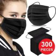 300pcs Black Disposable 3PLY Face Mask with Comfortable Ear Loops