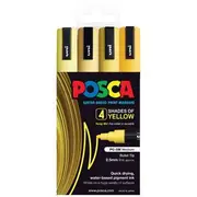 Posca PC-5M Paint Marker Yellow 4 Pack