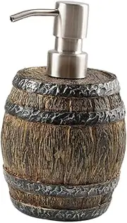 FELTECHELECTR Retro Viking Barrel Soap Dispenser Decorative Resin Kitchen Bathroom Accessory Refillable Shampoo Bottle Boho Style for Hotel