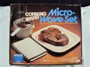 VINTAGE CORNING WARE MICROWAVE SET DESIGNED FOR MICROWAVE AND CONVENTIONAL OVEN
