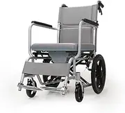 Aluminium Alloy Wheelchair Folding Manual Wheelchair with Front and Rear Hand Brakes Removable Leather Cushion Adults Wheelchair, 120kg/264lb