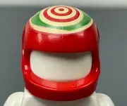 LEGO Minifigure Motorcycle Helmet Red with Target & Bright Green Flames El Fuego