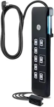 7-Outlet Surge Protector with Flat Plug and Power Filter for Home Safety