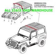 Fits Jeep Wrangler JK 2 Dr Hard Top Middle Seal, Between Front & Back Top