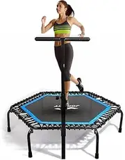 HCE 50" Foldable Trampoline,Mini Fitness Rebounder with Adjustable Foam Handle,Exercise Trampoline for Kids Adults Indoor/Outdoor Workout Max Load 330lbs