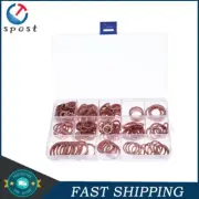280 Pcs Kit 12 Sizes Assorted Solid Copper Crush Washers Seal Flat Ring + Case