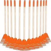 Therwen 12 Pcs Kids Rakes for Leaves 31'' Child Size Plastic Lawn Rakes, Garden Rakes with Plastic Rake Head and Wooden Handle, Kids Gardening Tools for Camping Debris Flower Beds, Boys Girls Gifts
