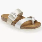 Naot Fresno White Silver Toe Loop Sandal Slide Women's sizes 41/NEW!!!