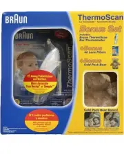 BRAUN ThermoScan IRT 4520 Ear Thermometer Bonus Set With Cold Pack Teddy Bear