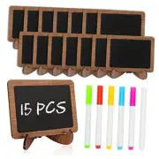 15 Pcs Mini Chalkboard Sign with 6 Color Chalk Markers, 2.9″ x Rectangular